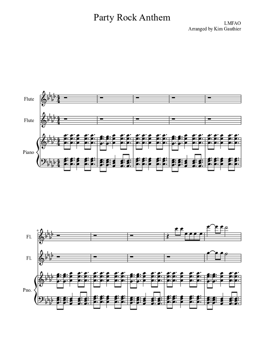 Party Rock Anthem" for Two Flutes and Piano Sheet music for Piano, Flute  (Mixed Trio) | Musescore.com