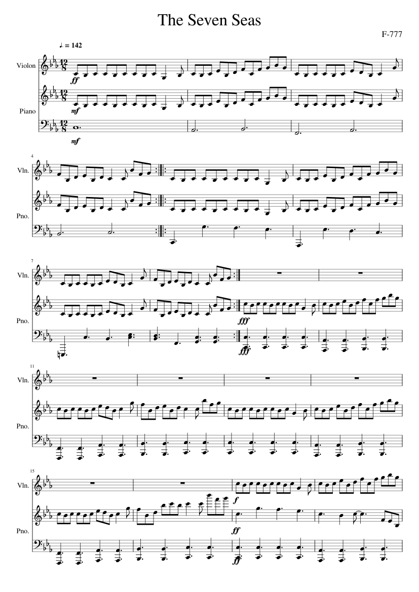 F-777 - Seven Seas GD for Piano, Violin, Drum Group (Mixed Trio) | Musescore.com