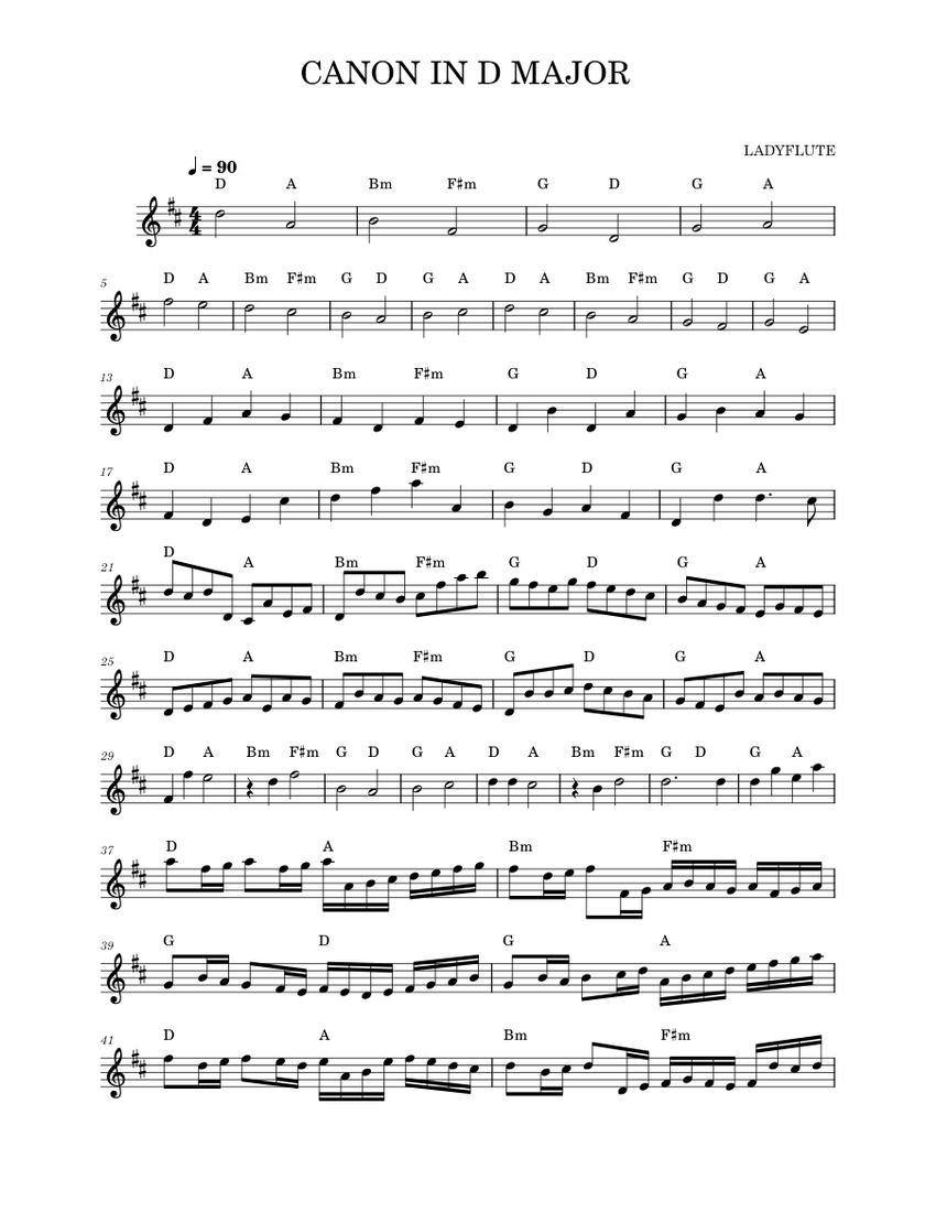 Canon in D – Johann Pachelbel CANON IN D MAJOR Sheet music for Piano ...