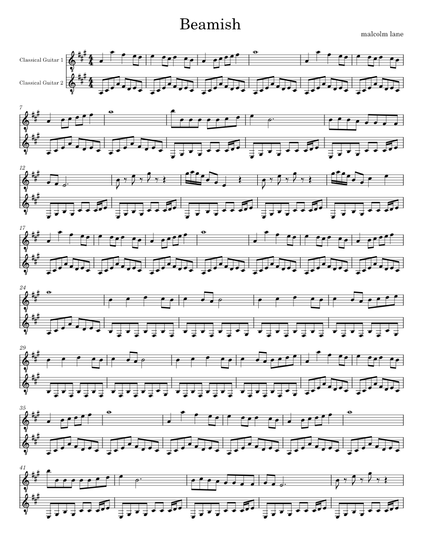 Beamish Sheet music for Guitar (Mixed Duet) | Musescore.com