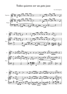 Free Todos quieren ser gatos jazz by Los aristogatos sheet music | Download  PDF or print on Musescore.com