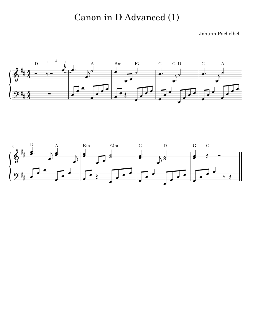 Pachelbel Canon (Jazz Version) Advanced Piano Solo