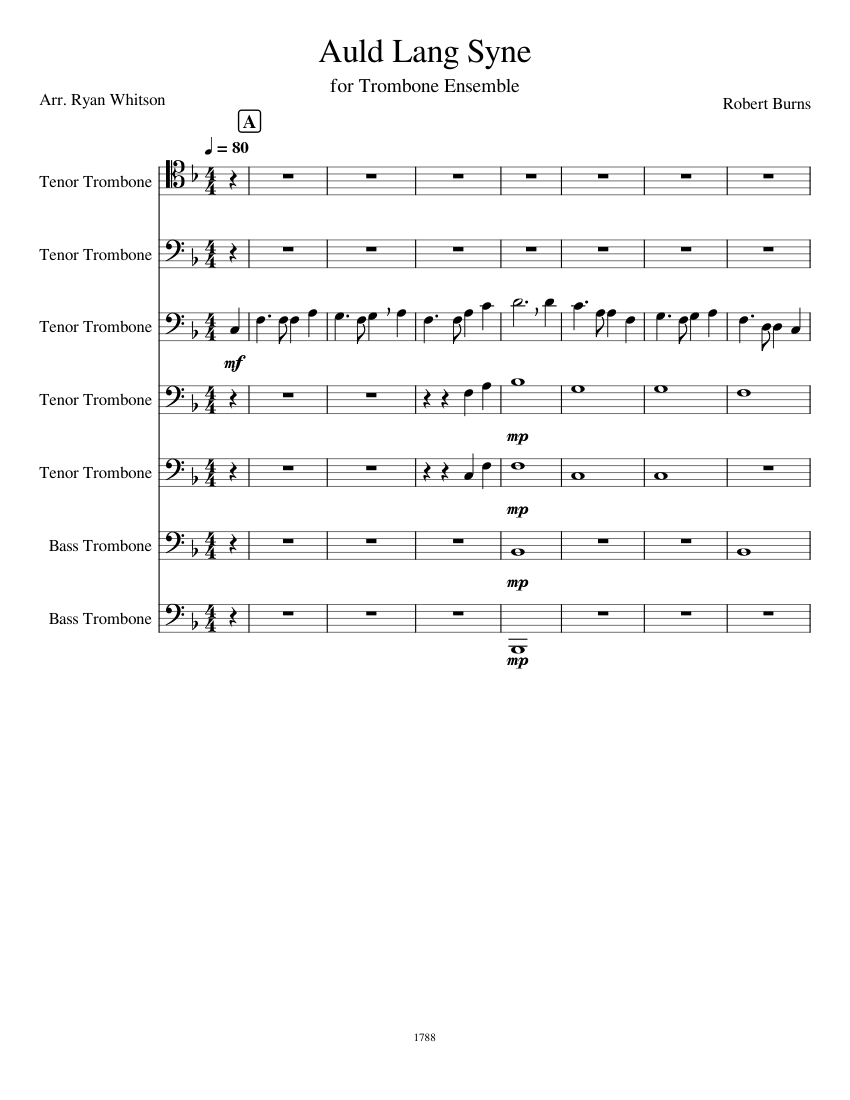 Auld Lang Syne - Robert Burns Sheet music for Trombone tenor, Trombone ...