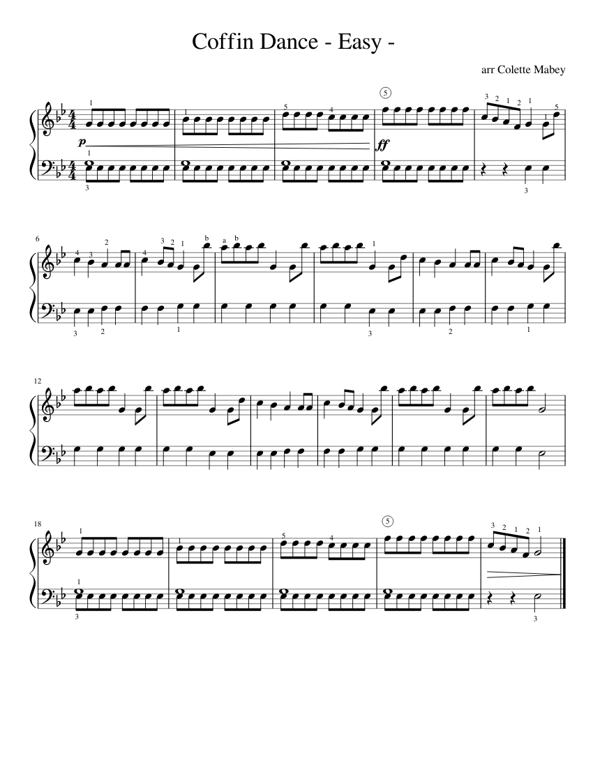 Coffin Dance - Easy - Sheet music for Piano (Solo) | Musescore.com