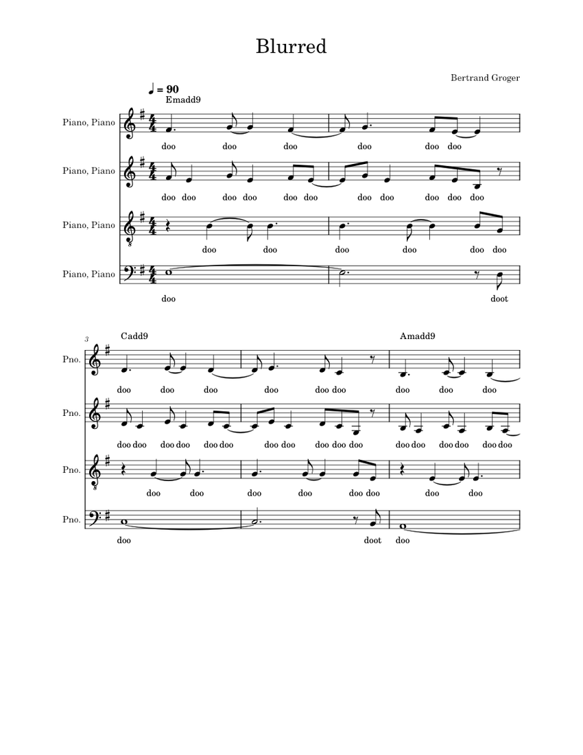 Blurd Notes Blurred Sheet music for Piano (SATB) | Musescore.com