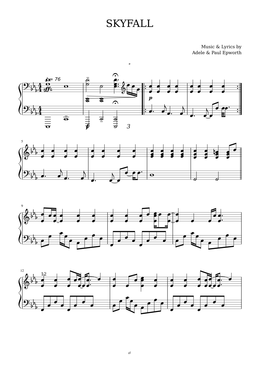 Skyfall Sheet music for Piano (Solo) | Musescore.com