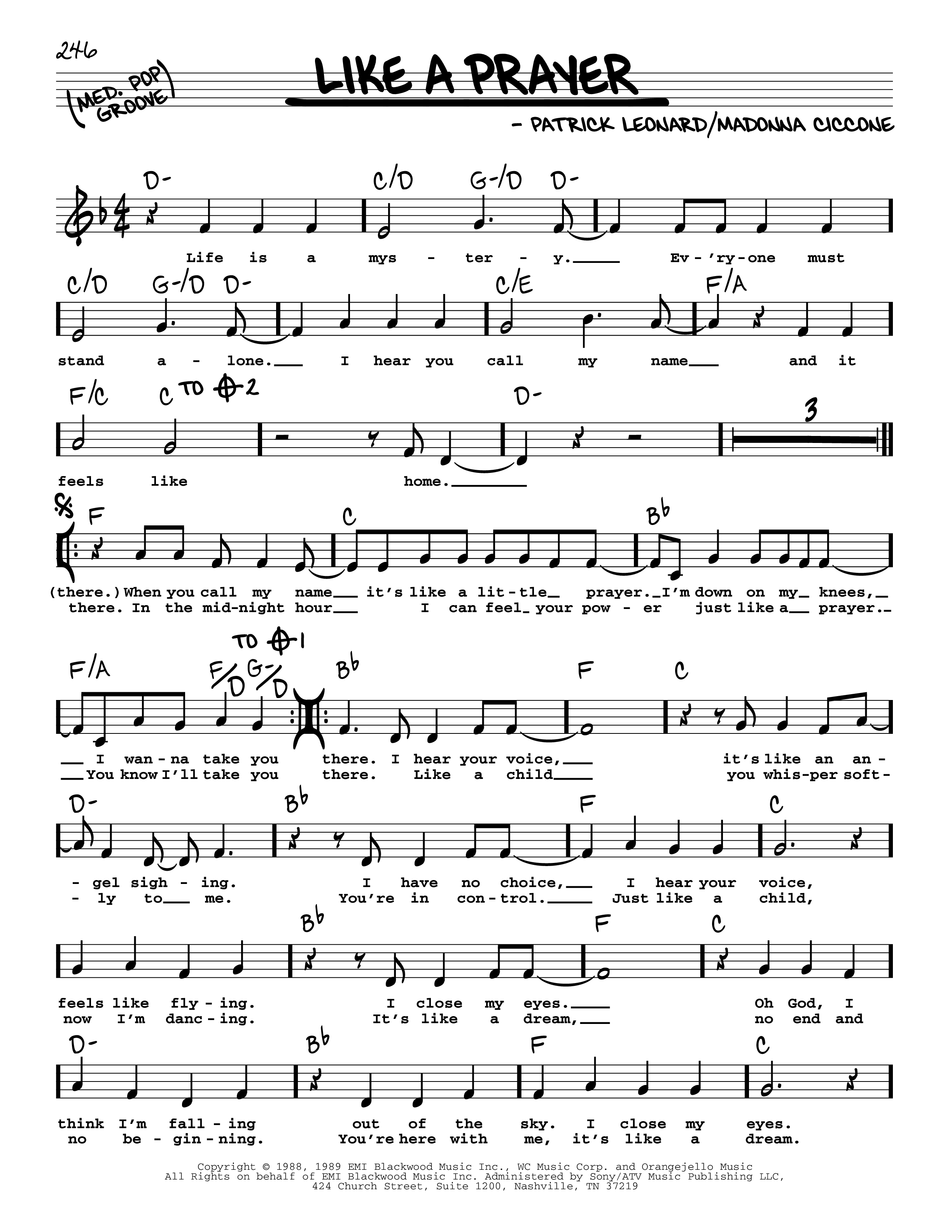 Play Official version of Like a Prayer sheet music by Madonna for Piano ...