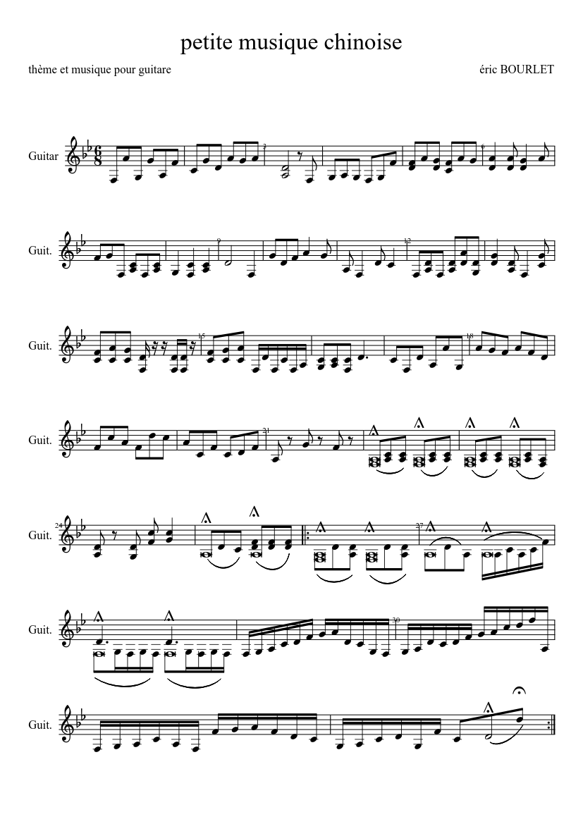 petite musique chinoise Sheet music for Guitar (Solo) | Musescore.com
