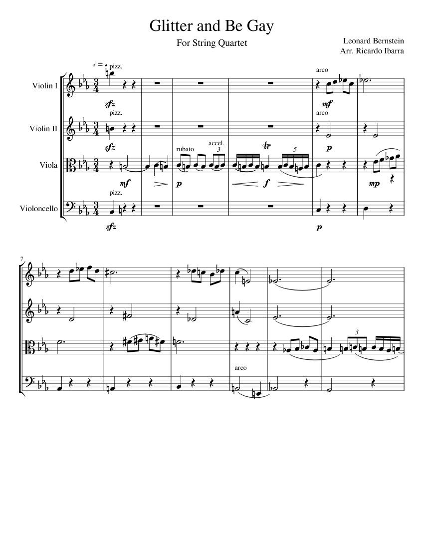 Glitter and Be Gay Sheet music for Violin, Viola, Cello (String Quartet