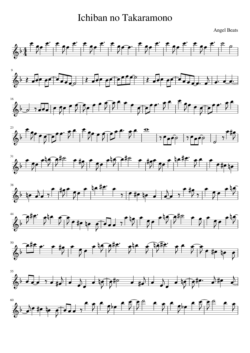 Ichiban no Takaramono Sheet music for Violin (Solo) | Musescore.com