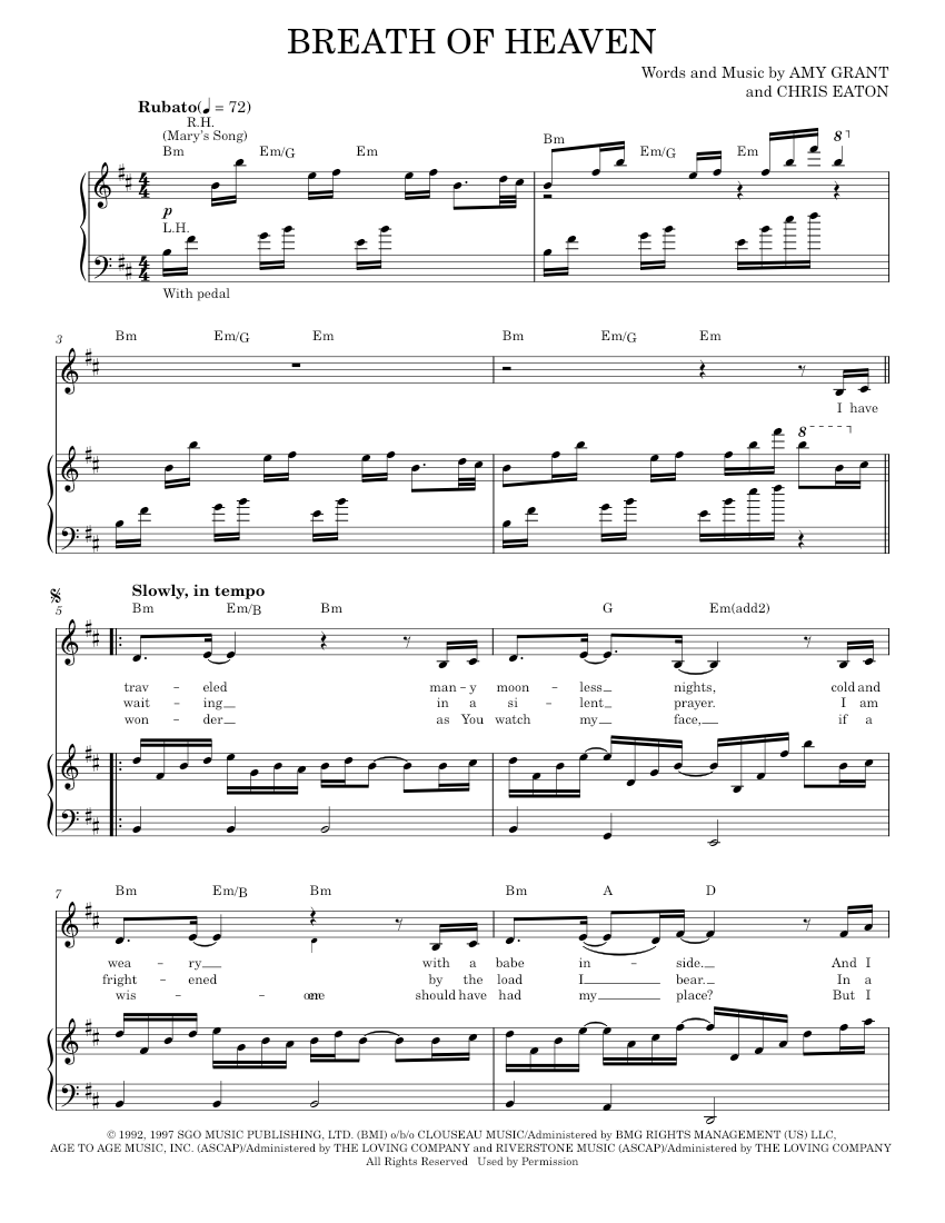 Play Official version of Breath of heaven Sheet Music by