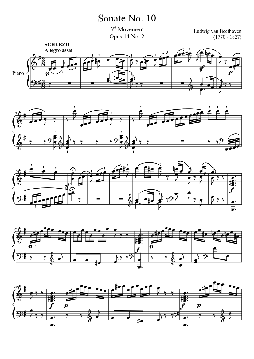 Sonate No. 10, 3rd Movement Sheet music for Piano (Solo) | Musescore.com
