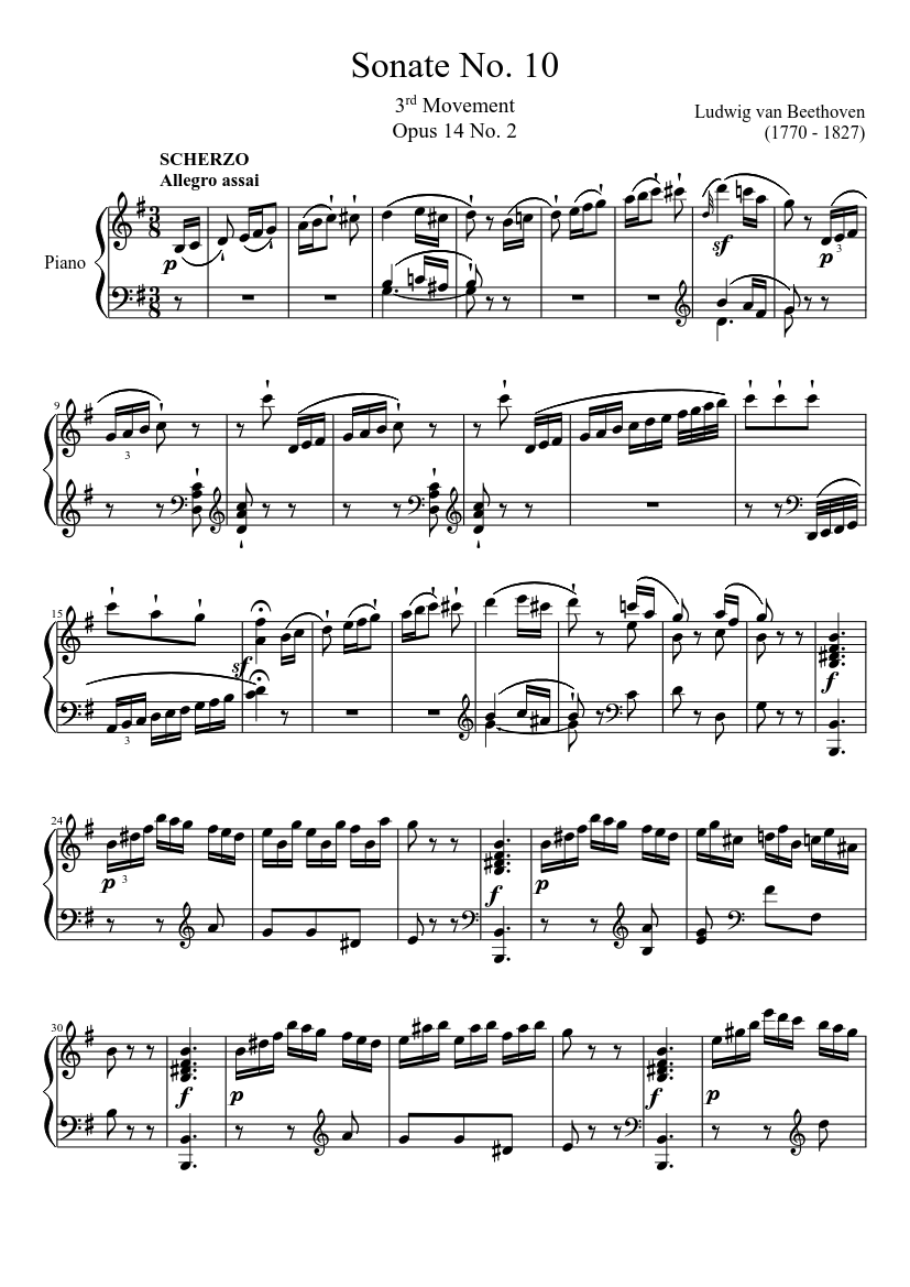 ソナタ第10番、第3楽章 楽譜 ピアノ (ソロ) | MuseScore.com
