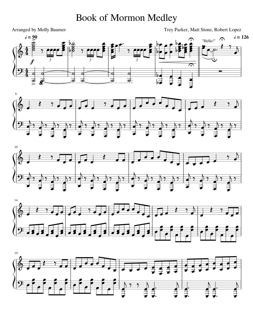 Book of Mormon Musical Medley Sheet music for Piano (Solo) | Musescore.com