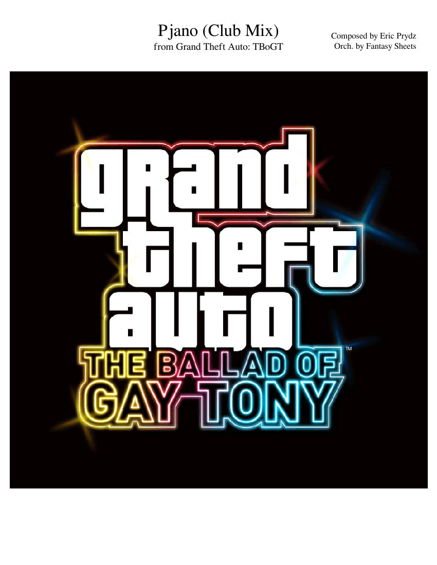 Grand Theft Auto: The Ballad of Gay Tony - Pjanoo (Radio Edit) Sheet music  for Piano, Harpsichord, Violin, Bass guitar & more instruments (Mixed  Ensemble) | Musescore.com