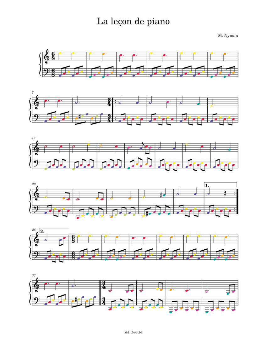 La leçon de piano – Michael Nyman Sheet music for Piano (Solo) |  Musescore.com