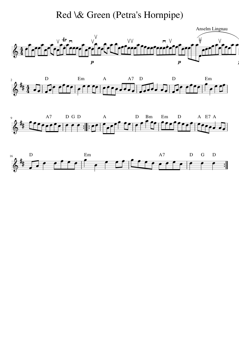 Red \& Green (Petra's Hornpipe)
