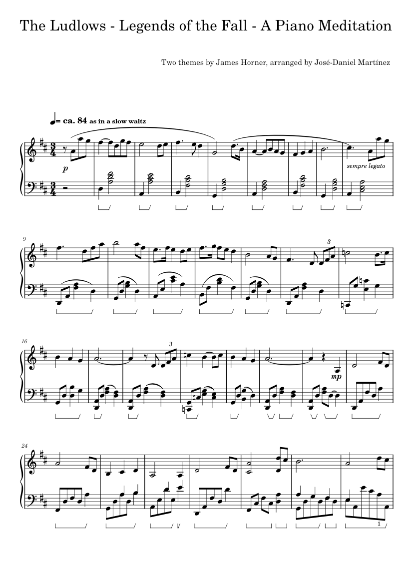 The Ludlows - Legends of the Fall - A Piano Meditation Sheet music for Piano  (Solo) | Musescore.com