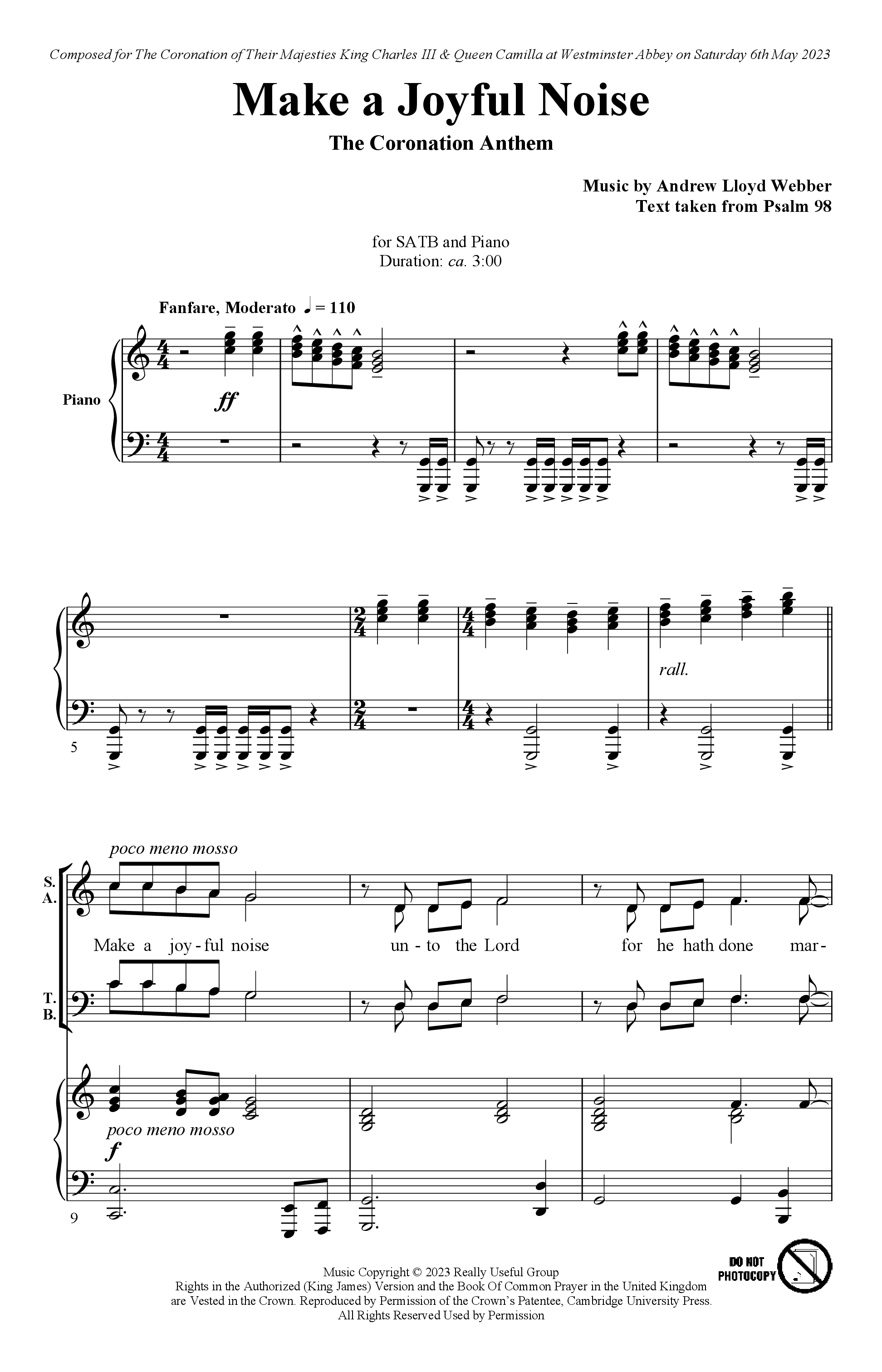 Play Official version of Make A Joyful Noise Sheet Music by Andrew ...
