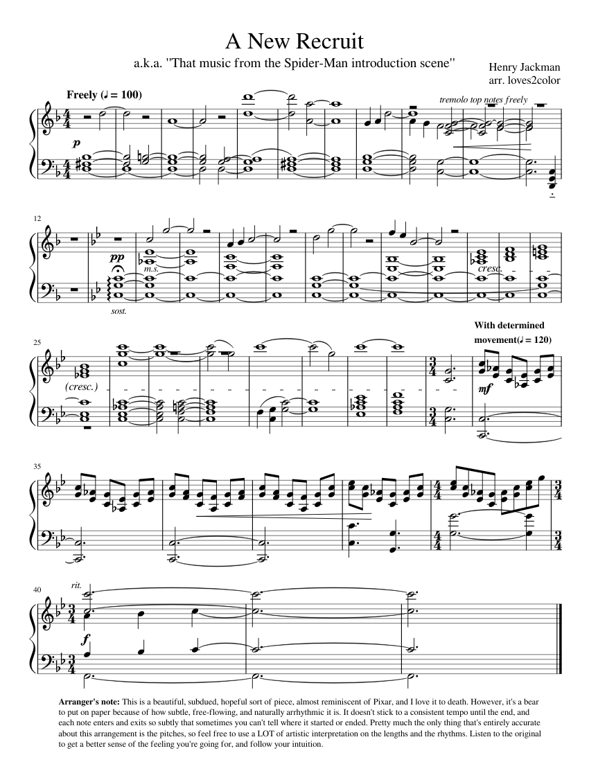 A New Recruit (from Captain America: Civil War) Sheet music for Piano  (Solo) Easy | Musescore.com