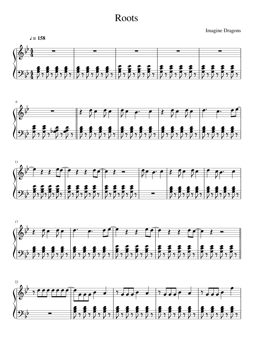 Roots by Imagine Dragons Sheet music for Piano (Solo) | Musescore.com