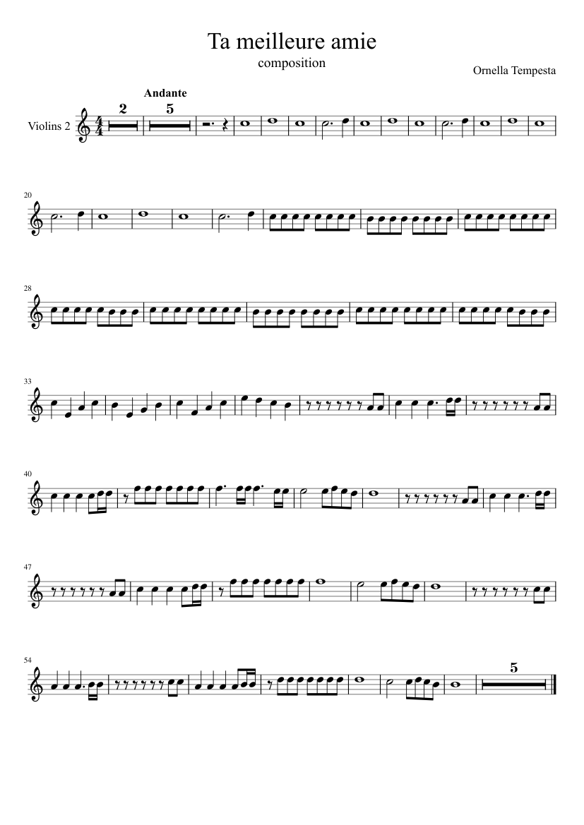 Ta Meilleure Amie Sheet Music For Strings Group Solo Musescore Com