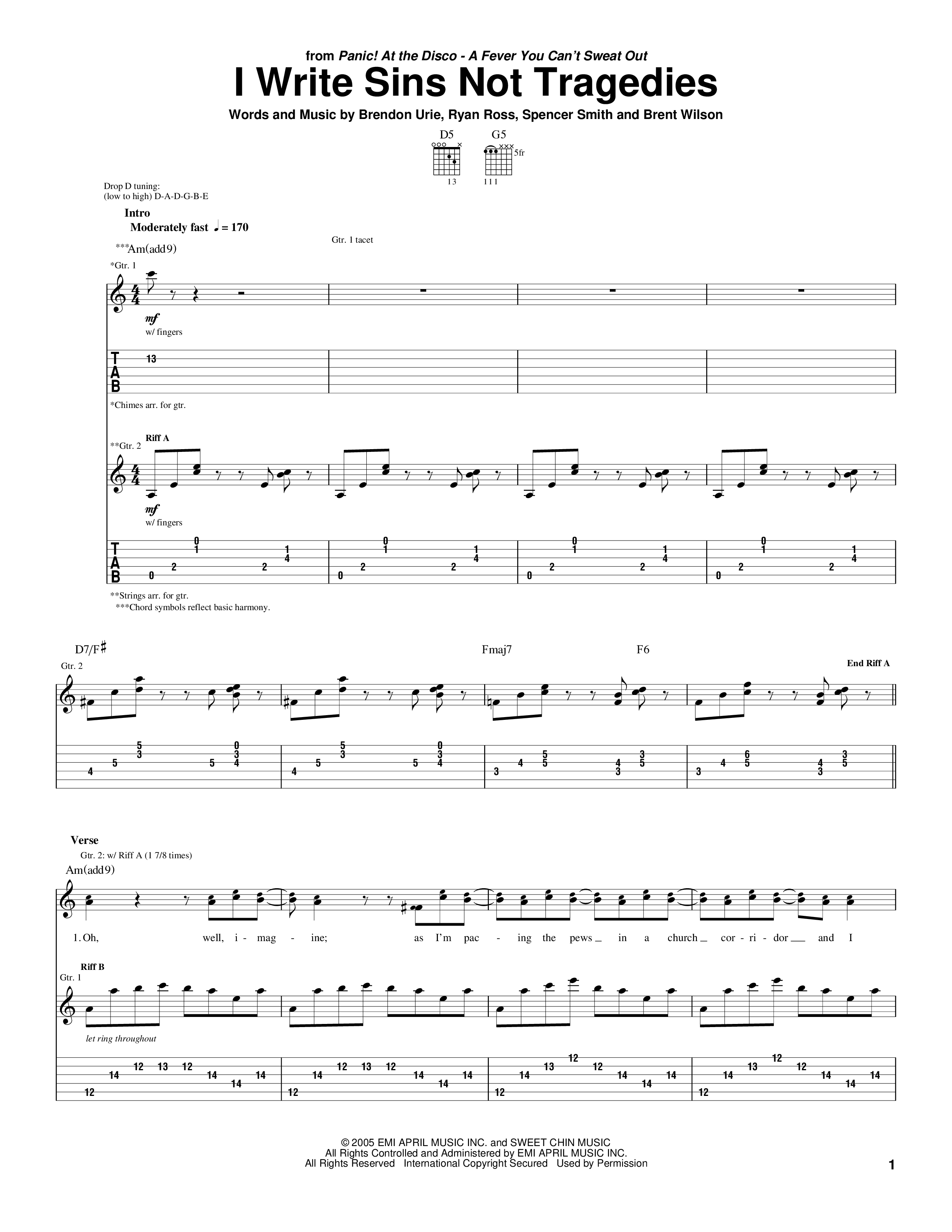 Play Official version of I write sins not tragedies Sheet Music by ...