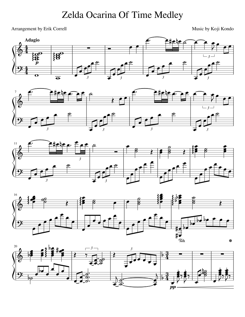Zelda Ocarina Of Time Medley Sheet music for Piano (Solo) | Musescore.com