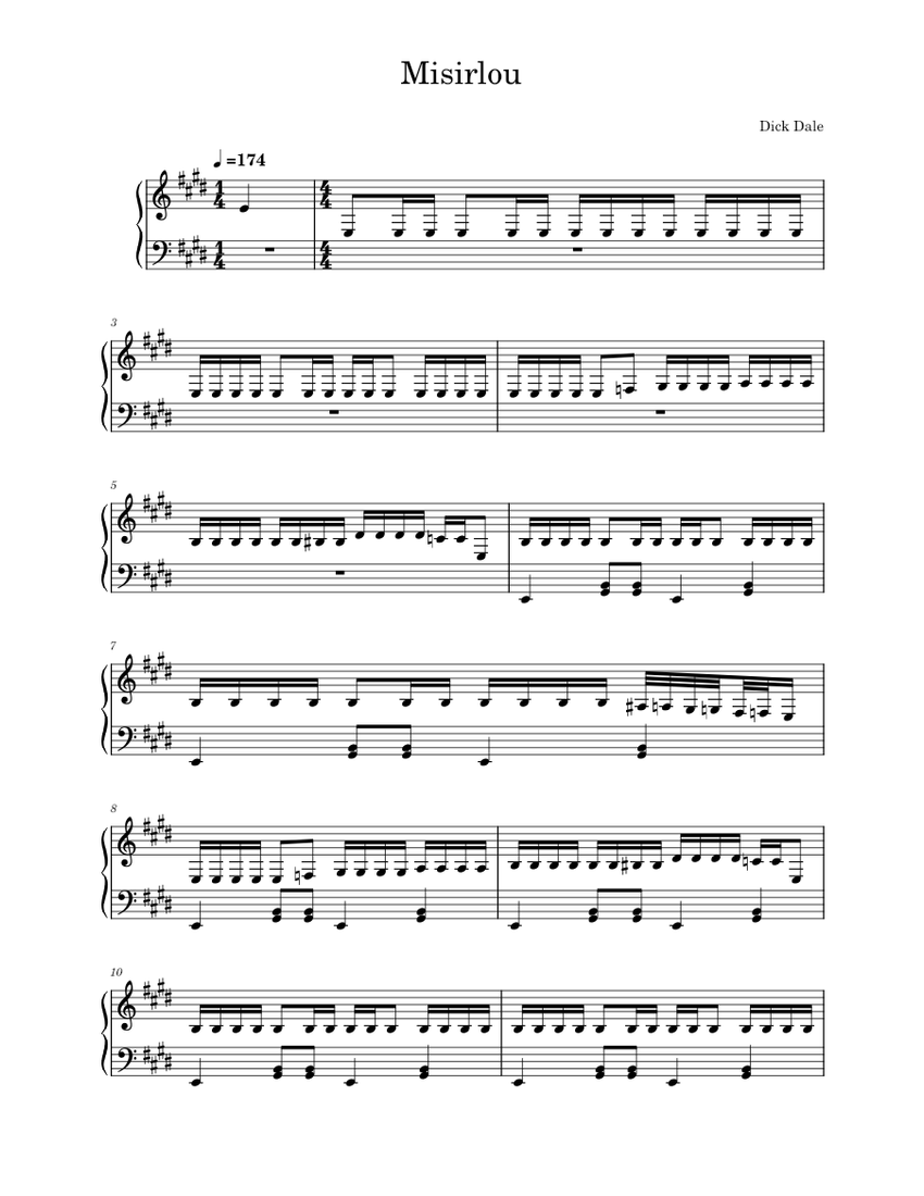 Misirlou – Dick Dale - Piano Sheet music for Piano (Solo) | Musescore.com