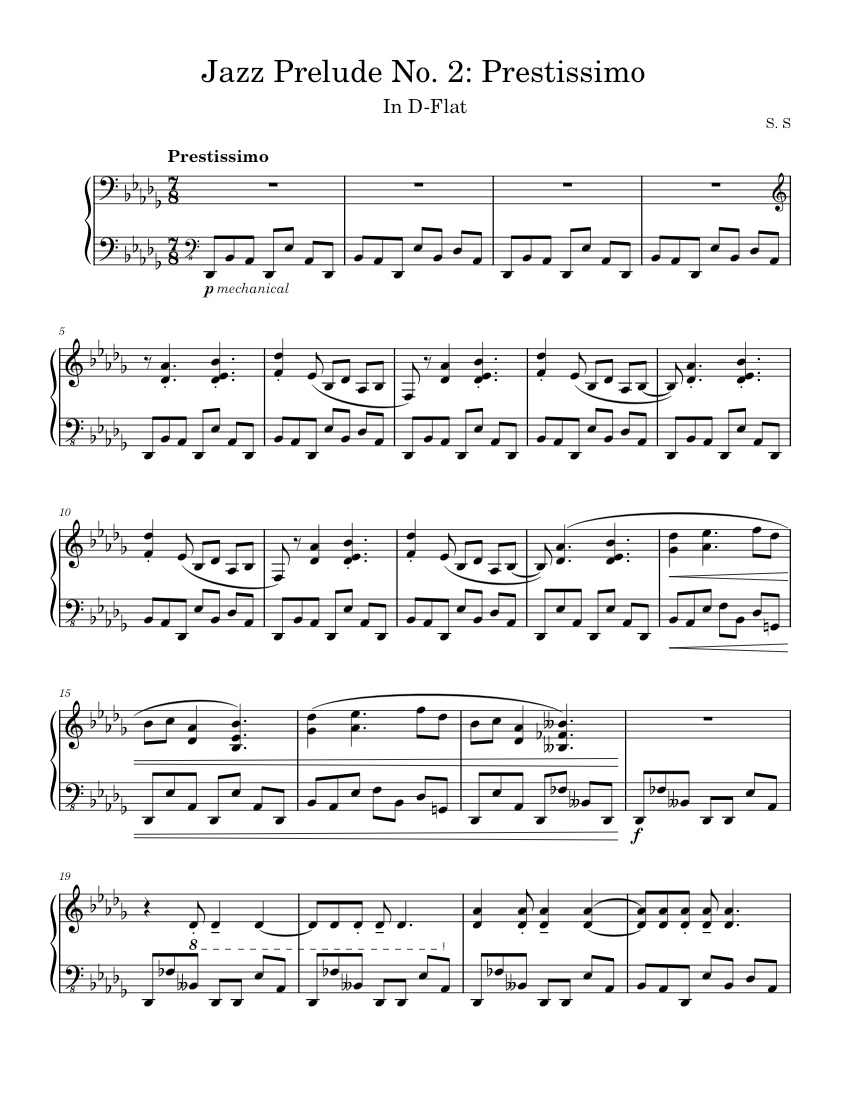 Prestissimo Example Jazz Prelude No. 2: Prestissimo Sheet music for Piano (Solo ...
