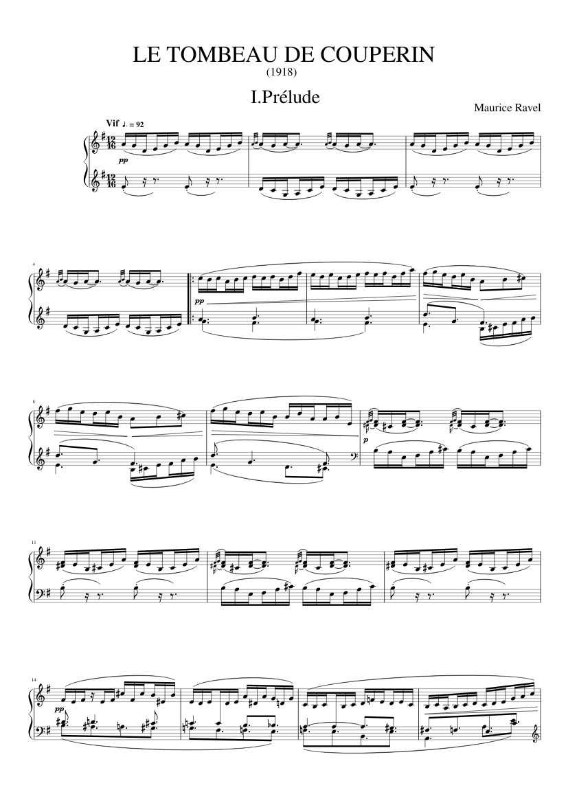 Le tombeau de Couperin (piano)