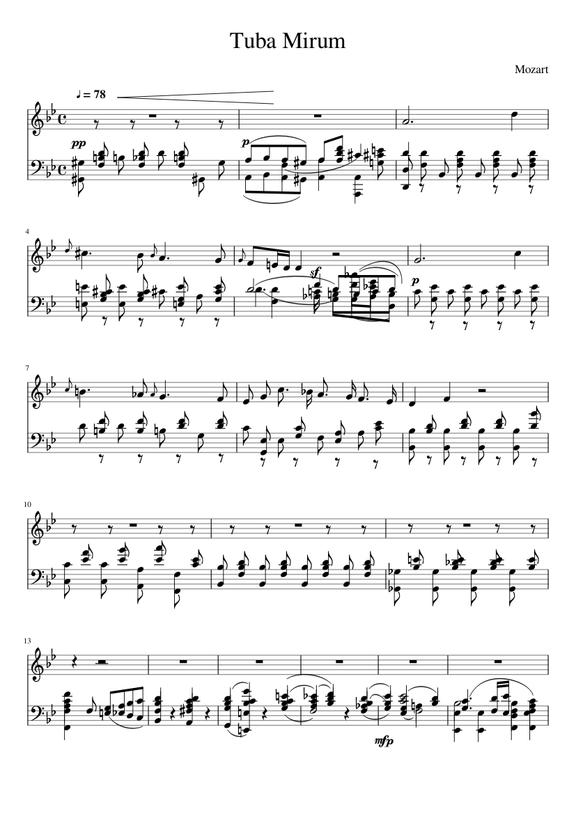 Tuba Mirum Parte Alto (Mozart) Sheet music for Piano (Piano Duo) |  Musescore.com