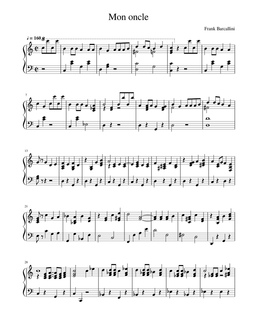 Mon oncle (My uncle) Sheet music for Piano (Solo) | Musescore.com