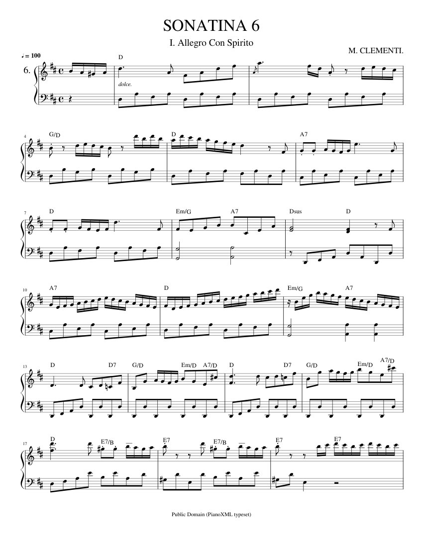 Clementi Sonatina 6 (Op 36, No. 6) Sheet music for Piano (Solo ...