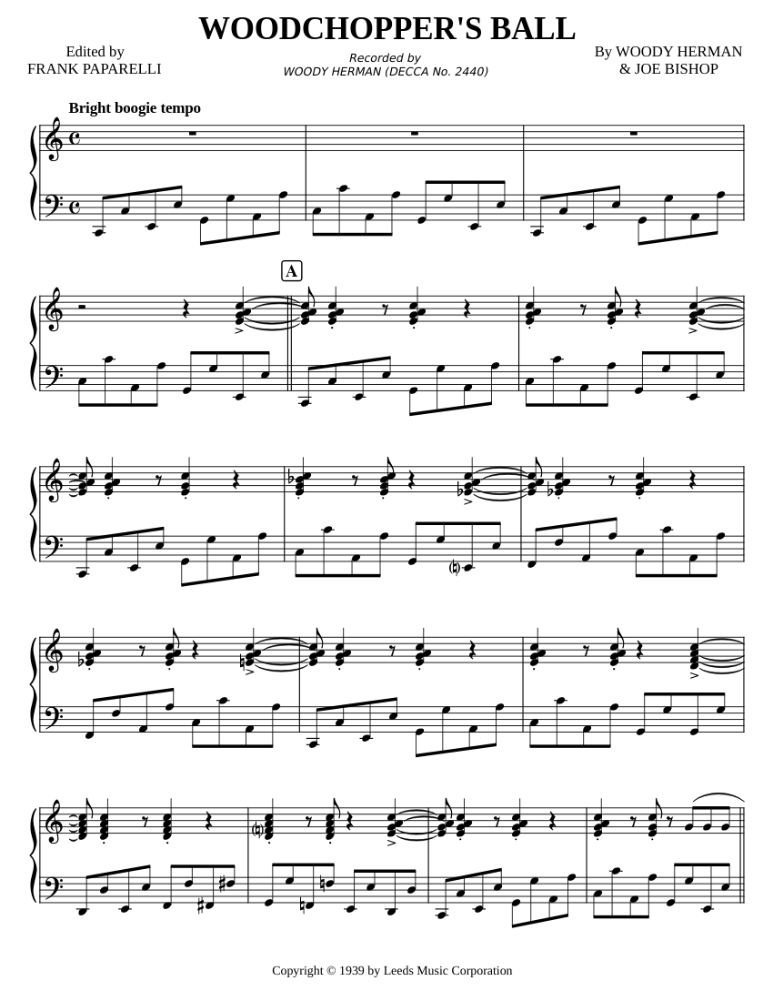 Woodchopper's Ball - Woody Herman Sheet music for Piano (Solo) |  Musescore.com
