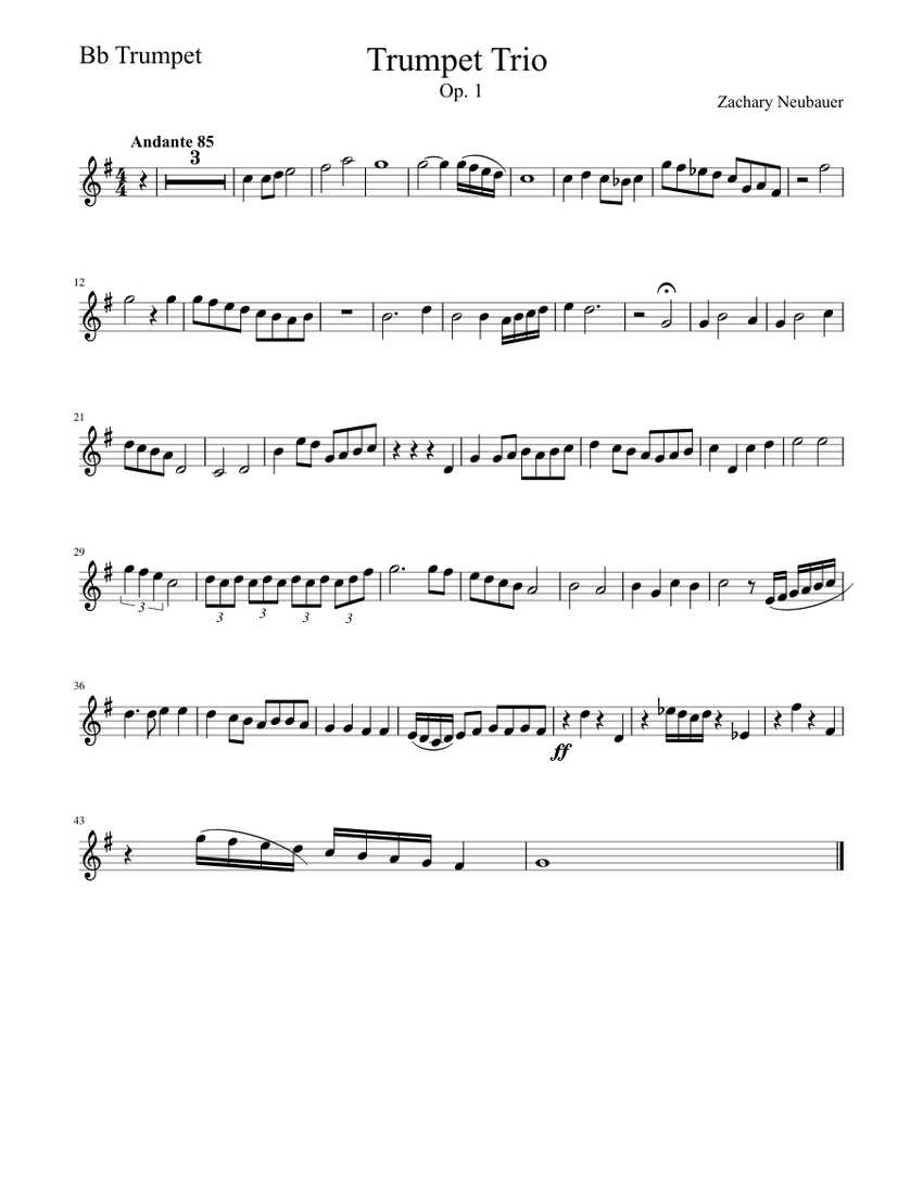 Trumpet Trio (1st Part) piano tutorial