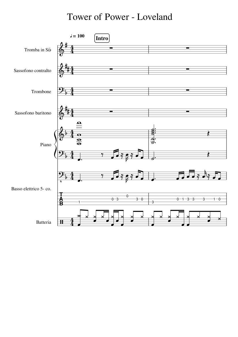 Tower of Power - Loveland (Horns) Sheet music for Piano, Trombone,  Saxophone alto, Saxophone baritone & more instruments (Mixed Ensemble) |  Musescore.com