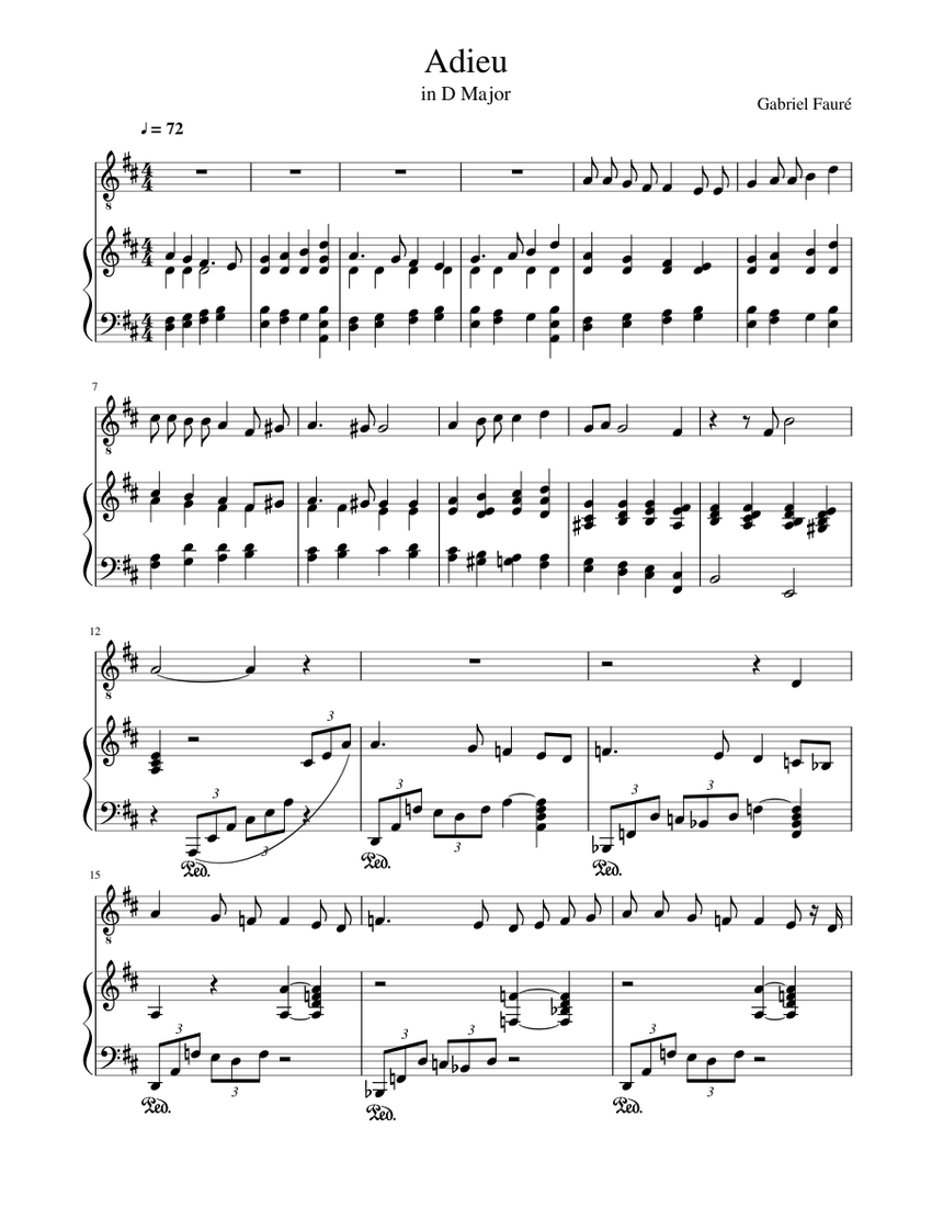 Adieu Sheet music for Piano, Vocals (PianoVoice)  Download and print
