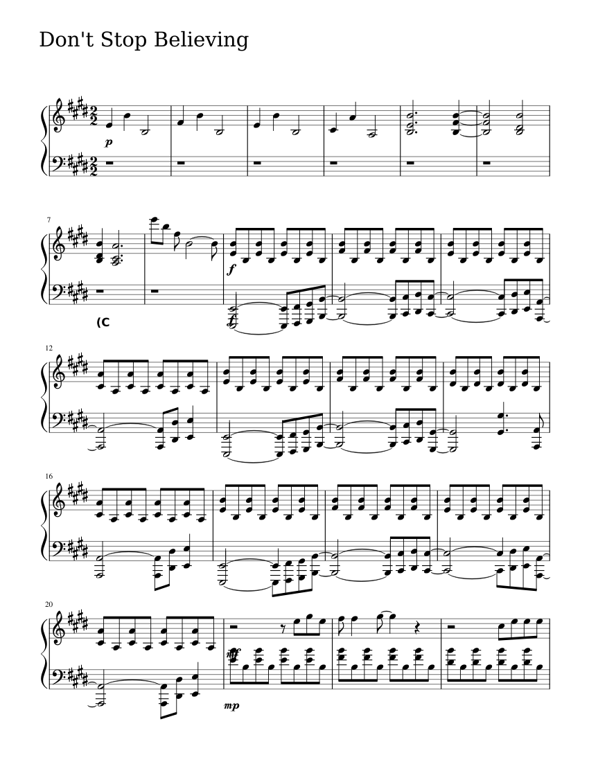 Download and print in PDF or MIDI free sheet music for Don't Stop Beli...