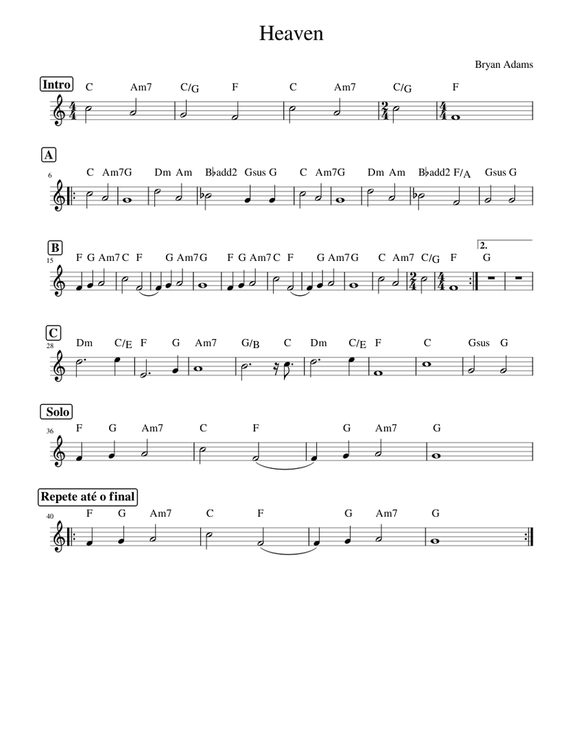 Heaven Sheet music for Piano (Solo) | Musescore.com