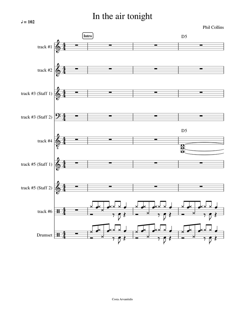 In the air tonight Full Score Sheet music for Drum group (Solo) |  Musescore.com