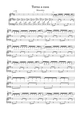 Free Torna A Casa by Måneskin sheet music | Download PDF or print on  Musescore.com