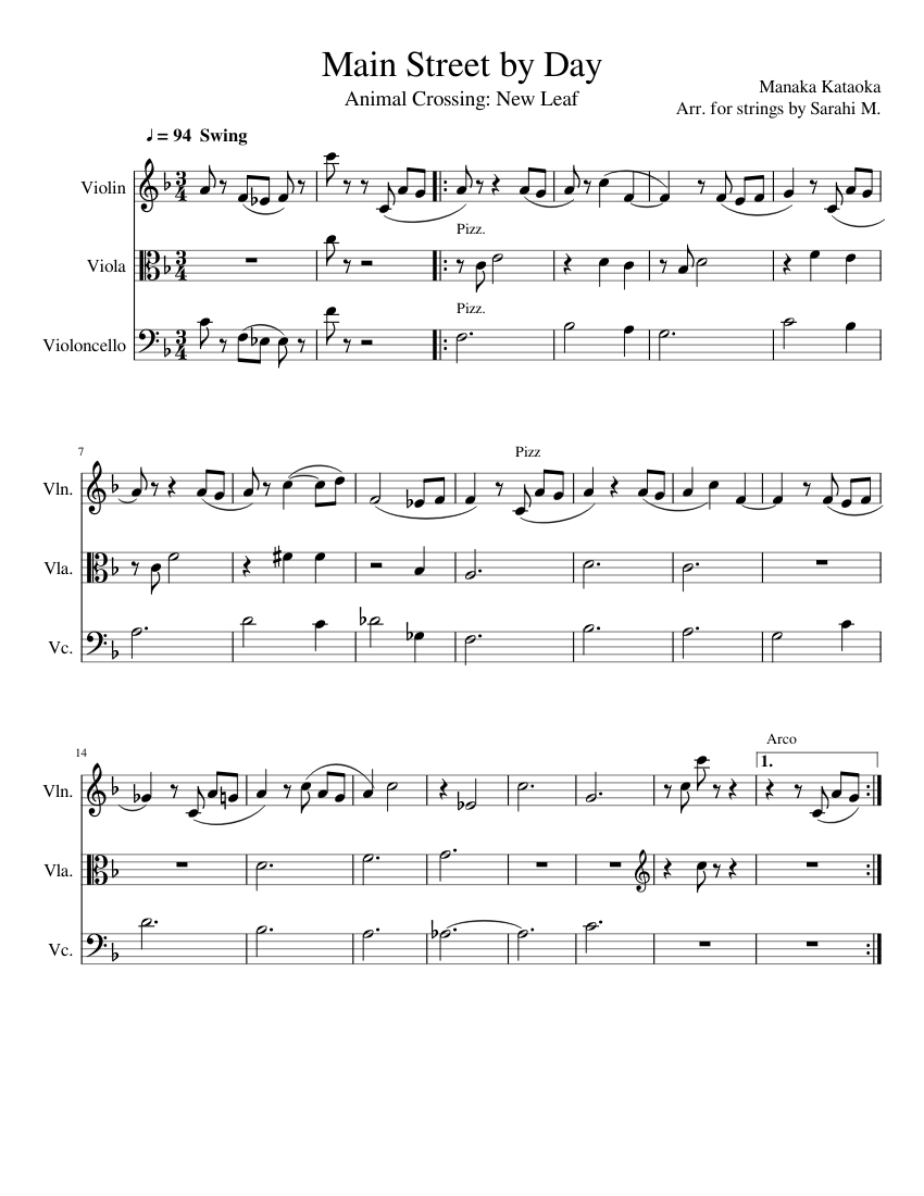 Animal Crossing New Leaf- Main Street by Day Sheet music for Violin