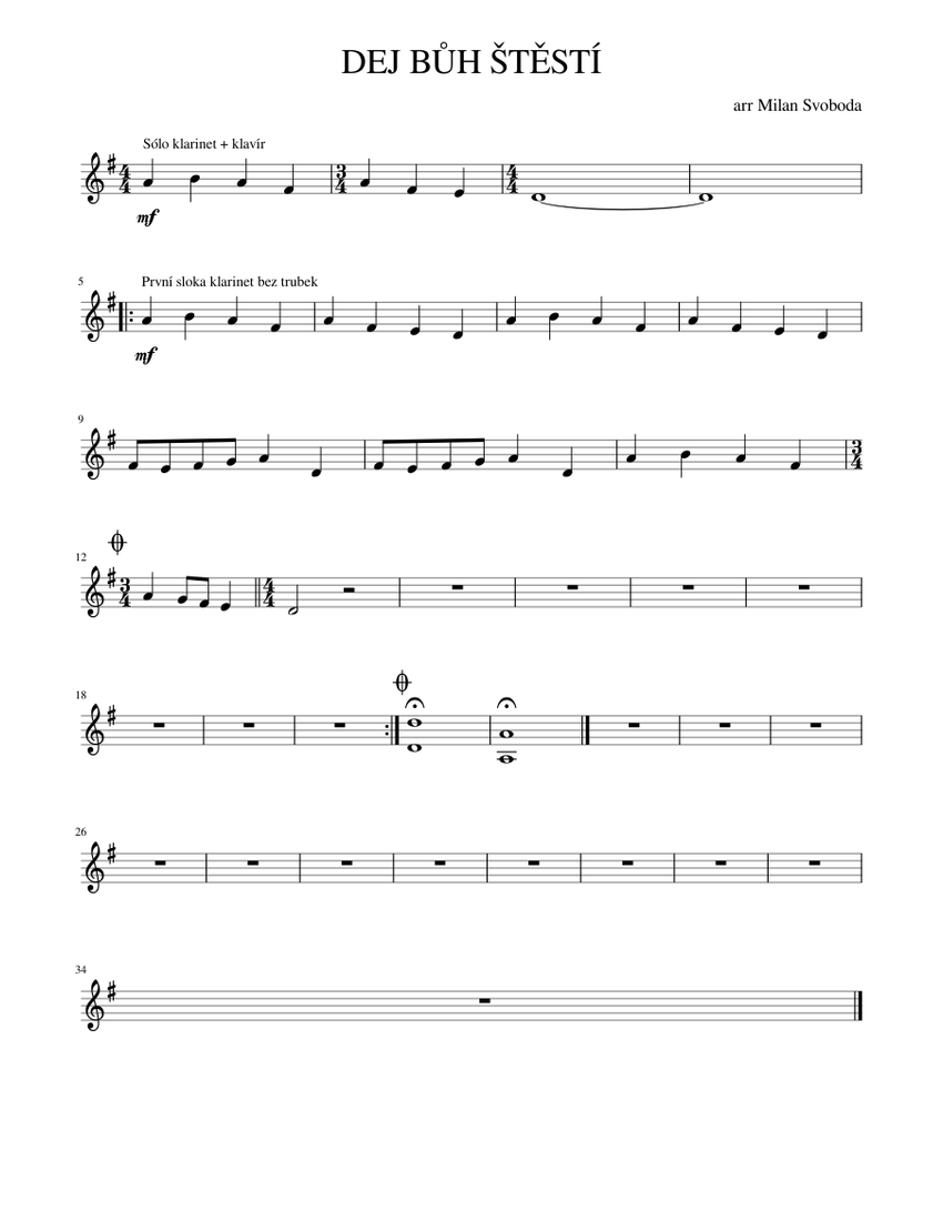 Dej Buh Stesti Sheet Music For Piano Solo Musescore Com Malému děťátku, kristu jezulátku, dnes s betlémě narozenému. musescore com