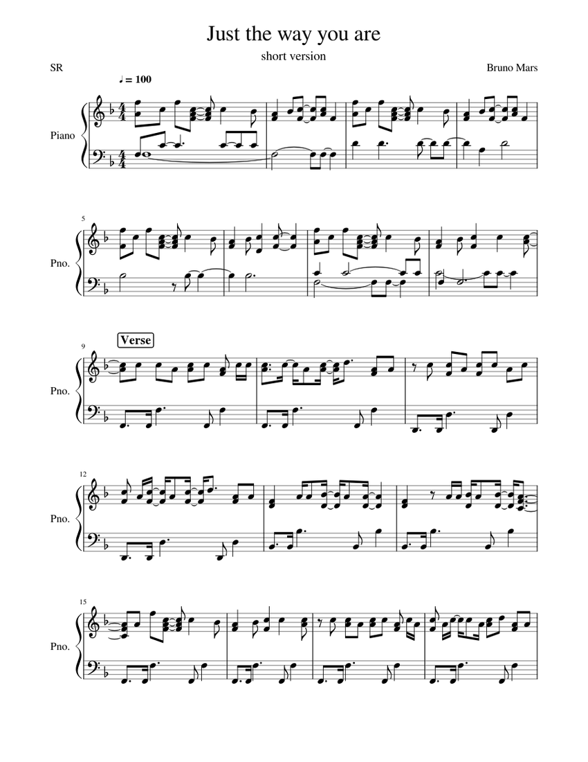 Just the way you are Sheet music for Piano (Solo) | Musescore.com