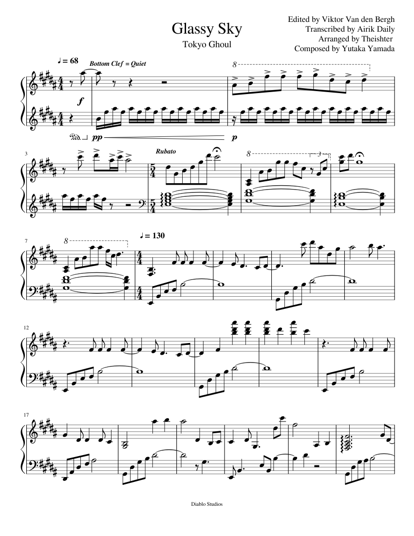 Tokyo Ghoul - Glassy sky / Theishter Edit Sheet music for Piano (Solo) |  Musescore.com