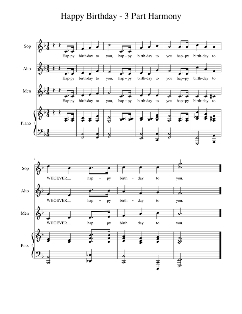 Happy Birthday 3 Part Vocals Sheet Music For Piano Vocals Mixed Quartet Musescore Com Do you have trouble hearing or singing harmonies?