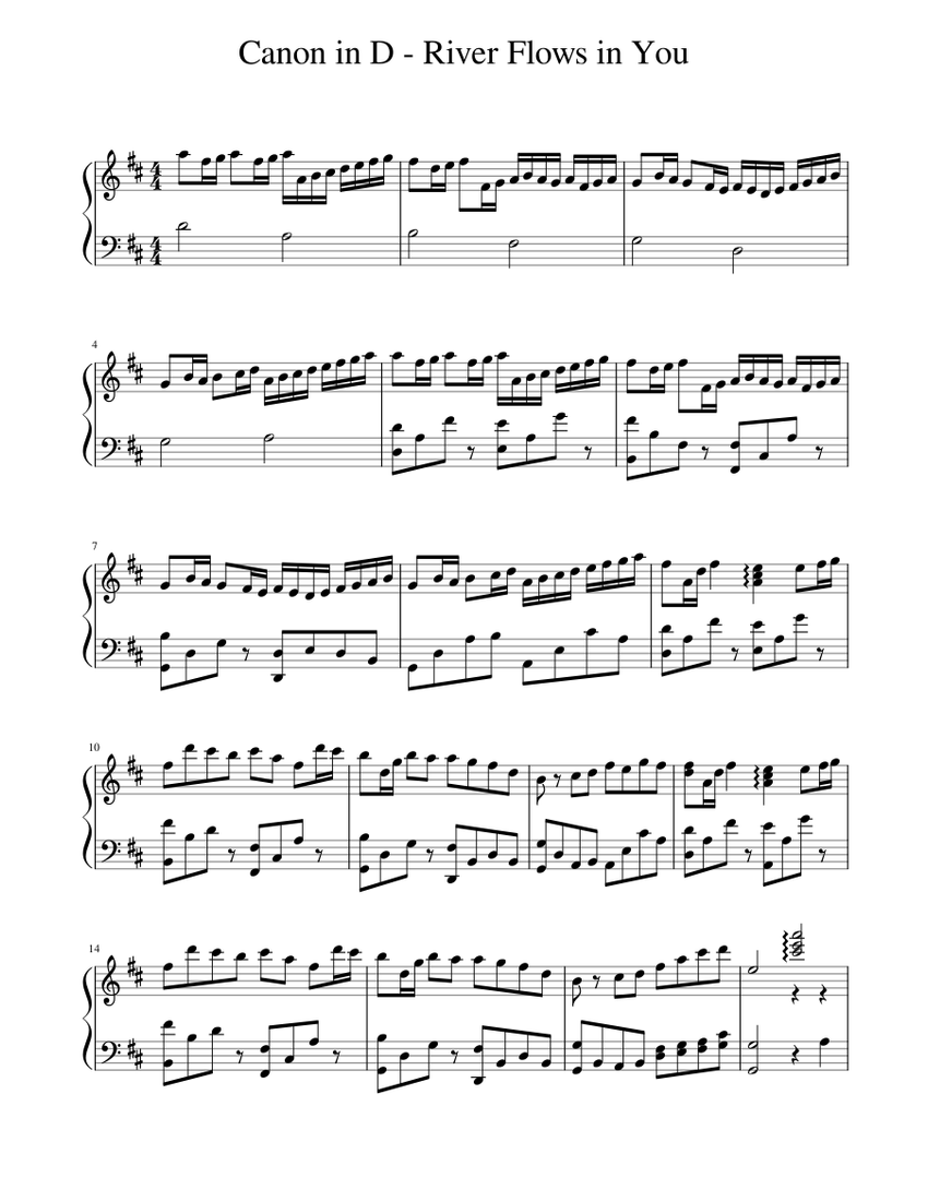 Canon in D - River Flows in You Sheet music for Piano (Solo