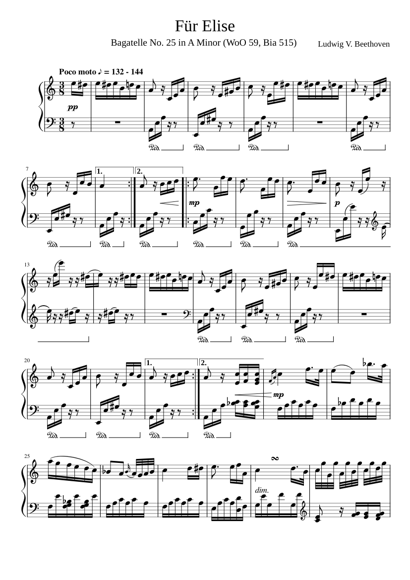 エリーゼのために 楽譜 ピアノ (ソロ) | MuseScore.com