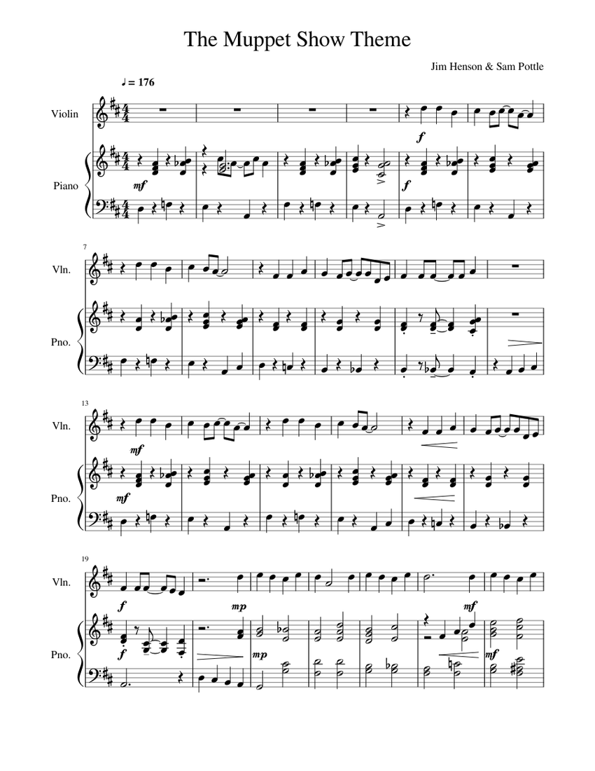 The Muppet Show Theme Sheet music for Piano, Violin (Solo) | Musescore.com